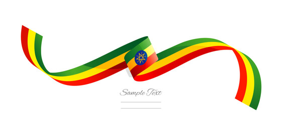 Ethiopian flag ribbon vector illustration. Ethiopia flag ribbon on abstract isolated on white color background