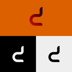 Fototapeta premium d letter logo, monogram style in gradient red - black colors