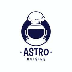 Chef Astronaut Restaurant Kitchen Cartoon Mascot Character Logo Vector Icon Illustration