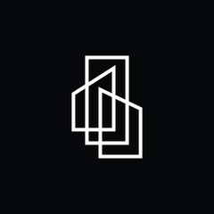 Three Building Apartment Construction Tower Outline Logo vector Icon illustration