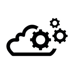 Cloud Service Optimization Flat Black Icon Isolate On White Background Vector Illustration