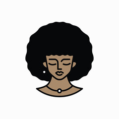 Goddess Curly Black Woman Logo Vector Icon Illustration
