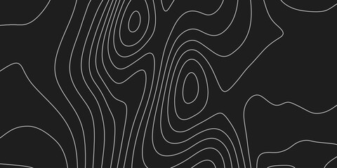 Terrain topographic map concept. Mountain height contour lines background. Black and white landscape geographic pattern. Territory texture. Vector  © vika_k