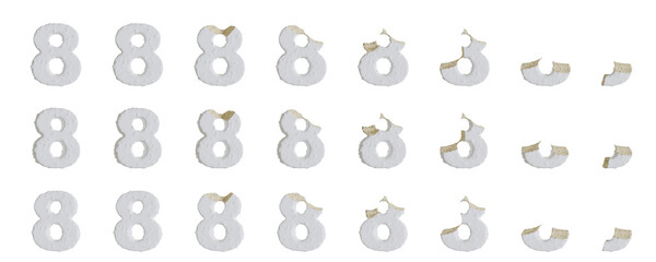 Milk cream with Almonds and Vanilla Ice Cream Bars 8-shaped, 3D rendering