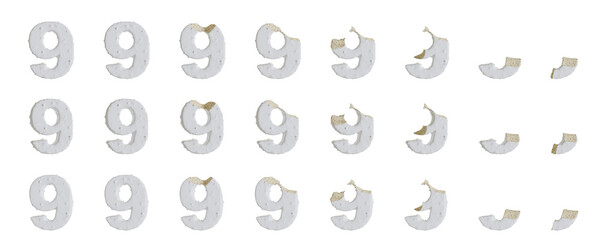 Milk cream with Almonds and Vanilla Ice Cream Bars 9-shaped, 3D rendering