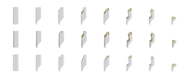 Milk cream with Almonds and Vanilla Ice Cream Bars I-shaped, 3D rendering