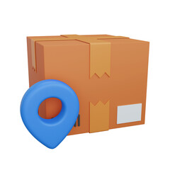 Box Package with Blue marker point 3D rendering icon isolated, perfect for Ecommerce business presentation