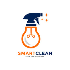 Smart clean bulb vector logo template. Suitable for business, cleaning, housekeeping and technology