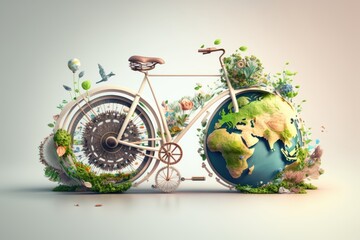 World bicycle day on white background, Eco friendly bicycle concept. Generative AI