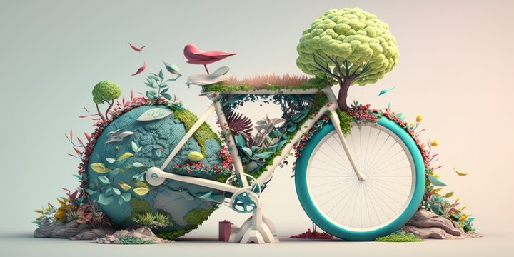 World bicycle day on white background, Eco friendly bicycle concept. Generative AI