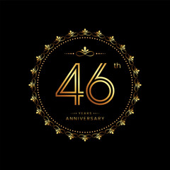 Fototapeta premium 46th anniversary logo with golden number for celebration event, invitation, wedding, greeting card, banner, poster, flyer. Ornament vector design