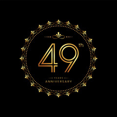 Fototapeta premium 49th anniversary logo with golden number for celebration event, invitation, wedding, greeting card, banner, poster, flyer. Ornament vector design