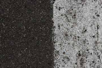 asphalt road with white markings, close-up, lane, path