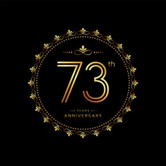 Fototapeta premium 73th anniversary logo with golden number for celebration event, invitation, wedding, greeting card, banner, poster, flyer. Ornament vector design