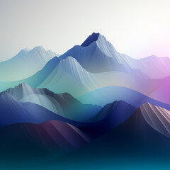A mountain range with a rainbow colored sky in the background Generative Ai