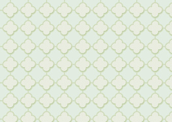 繋がった花のような枠の連続したパターンの緑色の背景