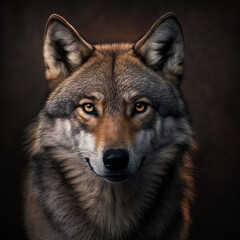 Naklejka na ściany i meble portrait of a wolf - Generated by Artificial Intelligence