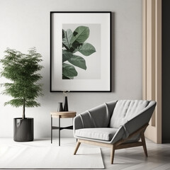 modern living room with plant - Generated by Artificial Intelligence