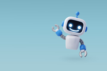 3d Vector Robot chatbot, AI in science and business, Technology and engineering concept. - obrazy, fototapety, plakaty