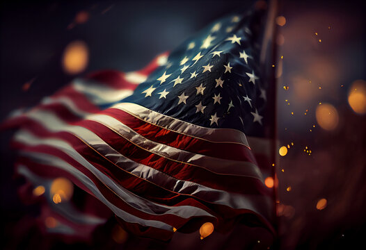Background with USA painted flag , illustration.