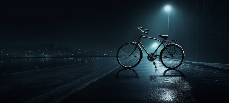 bicycle on the street with a view of city