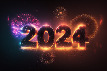 Happy New Year Celebration 2024 Sparkles Banner