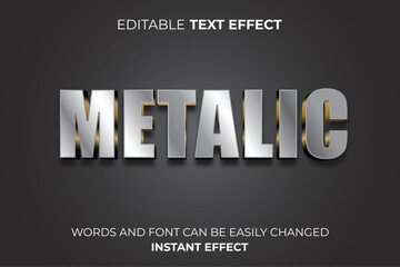 3d silver metallic text effect typography	