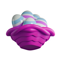 Easter egg  in a pink basket 3D rendering icon isolated, perfect for easter day event