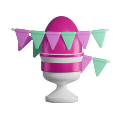 Easter egg in pink colour with decoration 3D rendering icon isolated, perfect for easter day event