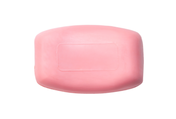 Single dry pink soap bar isolated on white background with clipping path in png file format