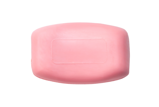 Single dry pink soap bar isolated on white background with clipping path in png file format