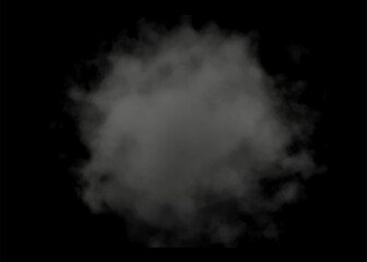 White smoke puff isolated on transparent background.. PNG. . Vector illustration