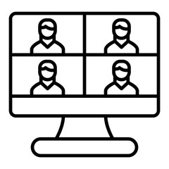 Video Conference Line Icon