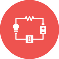 Electric Circuit Multicolor Circle Glyph Inverted Icon