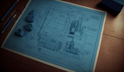 Fototapeta premium Blueprint paper