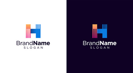 Letter H logo design for various types of businesses and company. colorful, modern, geometric letter H logo