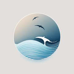 dolphin and waves logotype - Generated by Artificial Intelligence