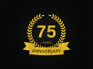 75th golden anniversary logo. with ring and ribbon. vector illustrator.