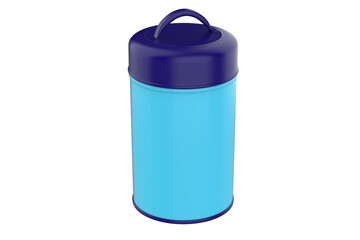 Round tin can Container for tea, coffee, sugar, cereals, candy, spice, snack or Cosmetic cream, gel, wax. 3d illustration