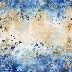 Blaues florales Wallpaper, made by Ai, Ai-Art, künstliche Intelligenz