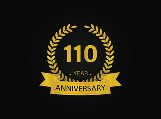 Fototapeta na wymiar 110th golden anniversary logo. with ring and ribbon.
