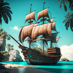 ship in the sea - Generated by Artificial Intelligence