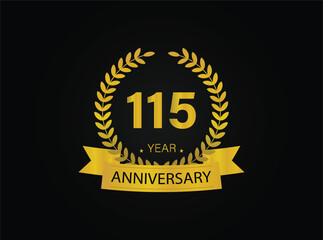 115th golden anniversary logo. with ring and ribbon.