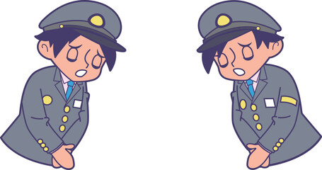 丁寧に謝る駅員