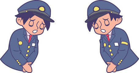 丁寧に謝る駅員