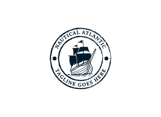 Vintage Retro Sailing Ship Logo Design. Sailor, Marine, Nautical logo design