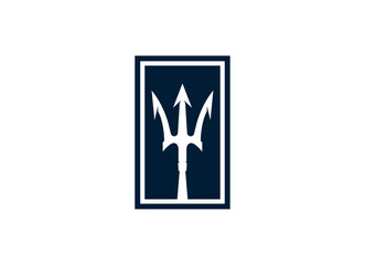 Trident Neptune God Poseidon Triton King Shiva Spear Label logo design. Vintage Poseidon Logo