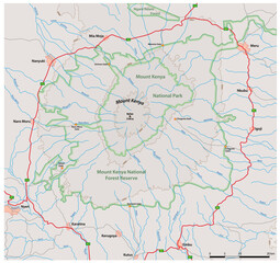 Detailed vector map Mount Kenya National Park, Kenya