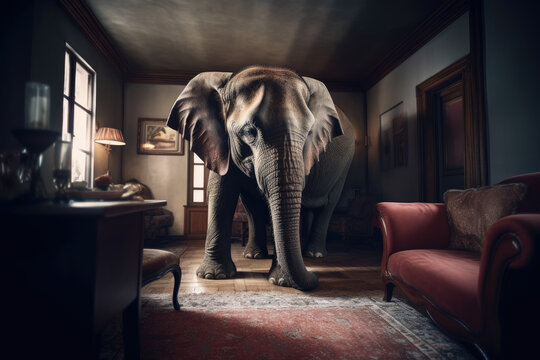 Elephant in the room, concept of a controversial issue, Generative AI