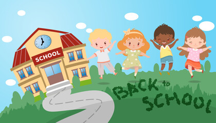 Fototapeta na wymiar Illustration of cute student going back to school